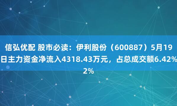信弘优配 股市必读：伊利股份（600887）5月19日主力资金净流入4318.43万元，占总成交额6.42%